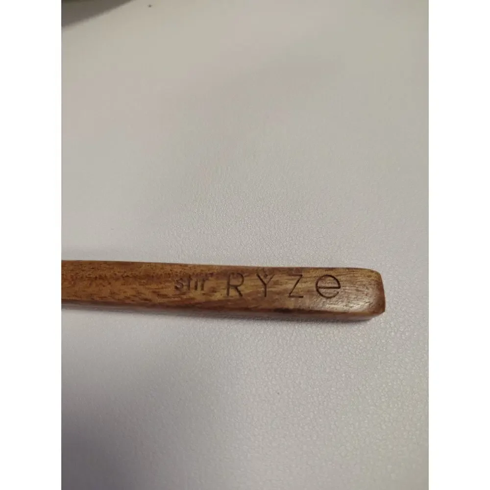 RYZE Mushroom Coffee Wooden Storage Container w/ Stir Stick NEW Acacia Wood